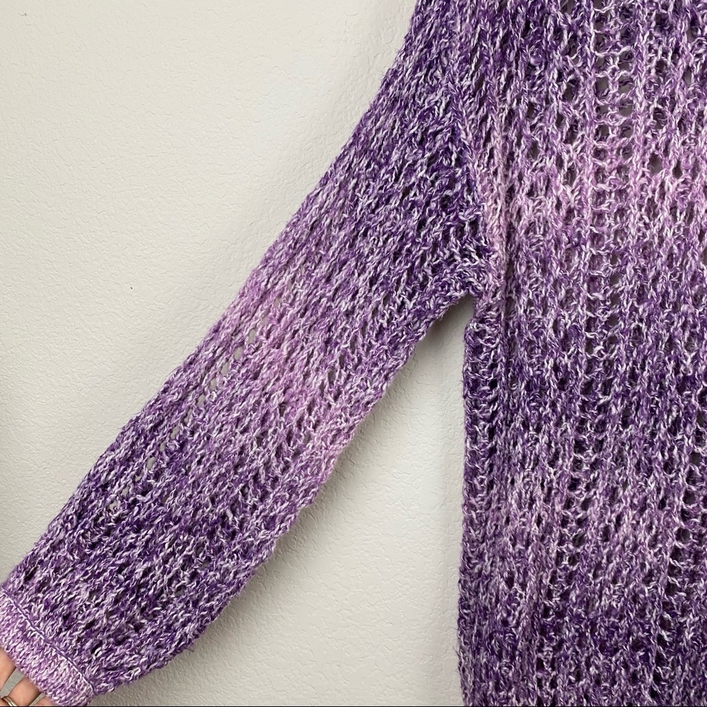 NEW YORK COMPANY NYC Purple Ombre Sweater XL Open Knit Eyelet Lightweight F83 - Picture 8 of 9